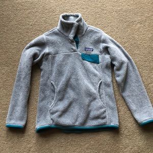 Patagonia Gray and Teal Women's Sweater